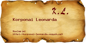 Korponai Leonarda névjegykártya